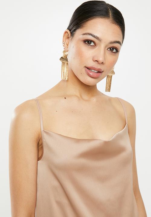 Missguided - Satin cowl cami dress - neutral