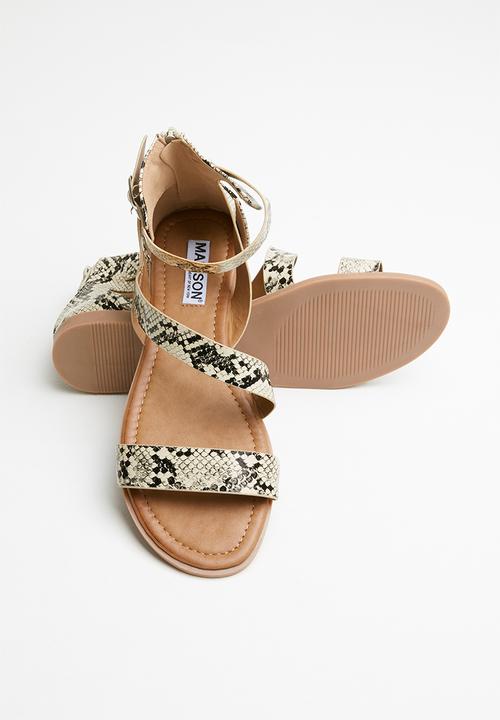Madison® - Faux leather strappy sandal - neutral & black