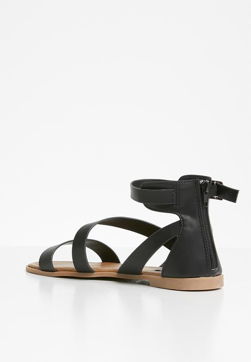 Madison® - Faux leather strappy sandal - black