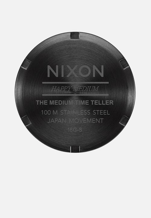 Nixon - Medium time teller leather - black