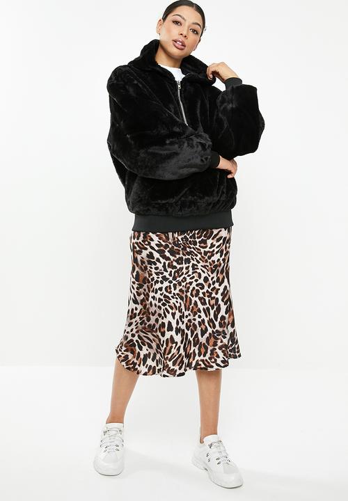 Missguided - Zip through hooded coat - black
