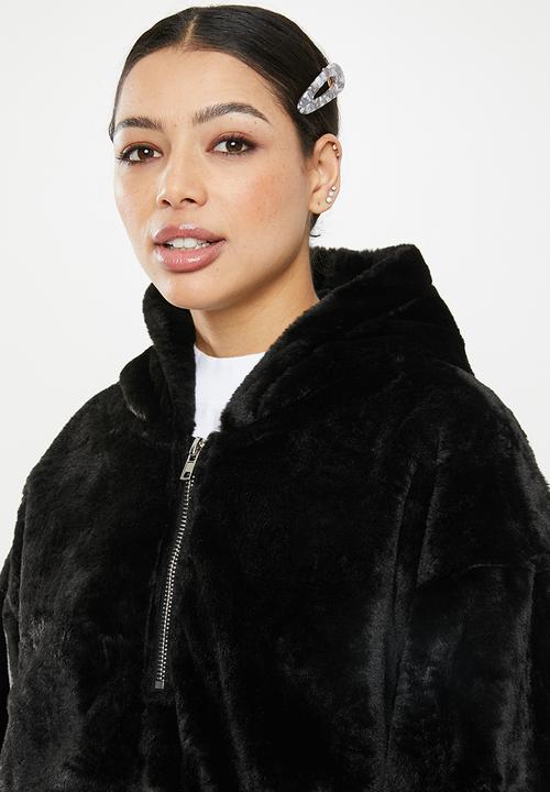 Missguided - Zip through hooded coat - black