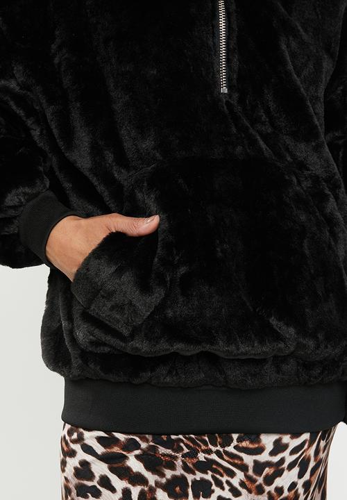 Missguided - Zip through hooded coat - black
