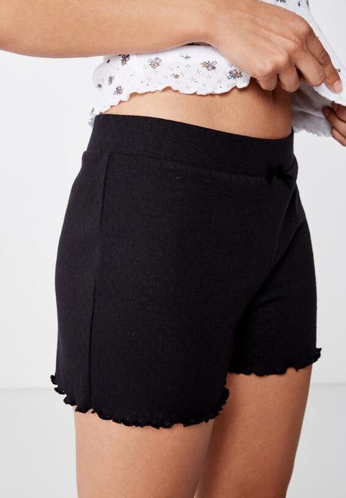 Cotton On - Pointelle sleep short  - black