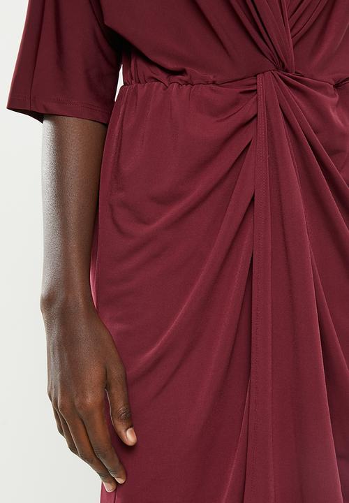 Superbalist - Kimono front knot dress - burgundy