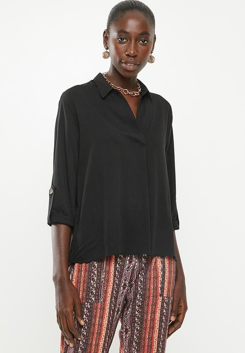 Superbalist - Notch neck shirt - black