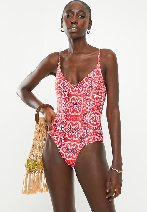 Bacon Bikinis - Amber one piece - red