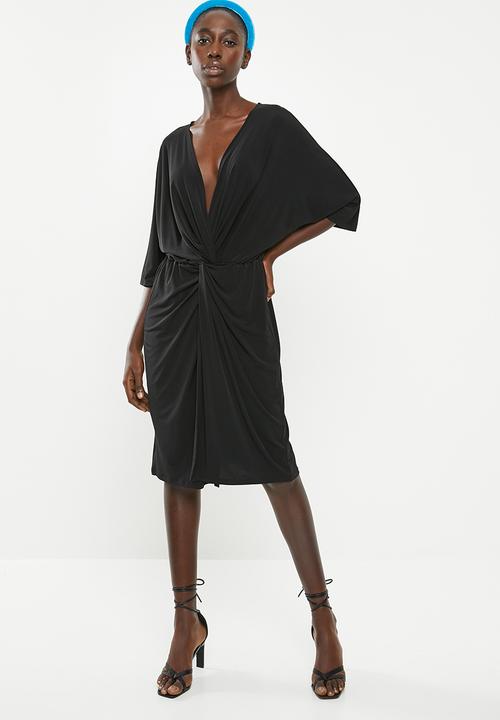 Superbalist - Kimono front knot dress - black