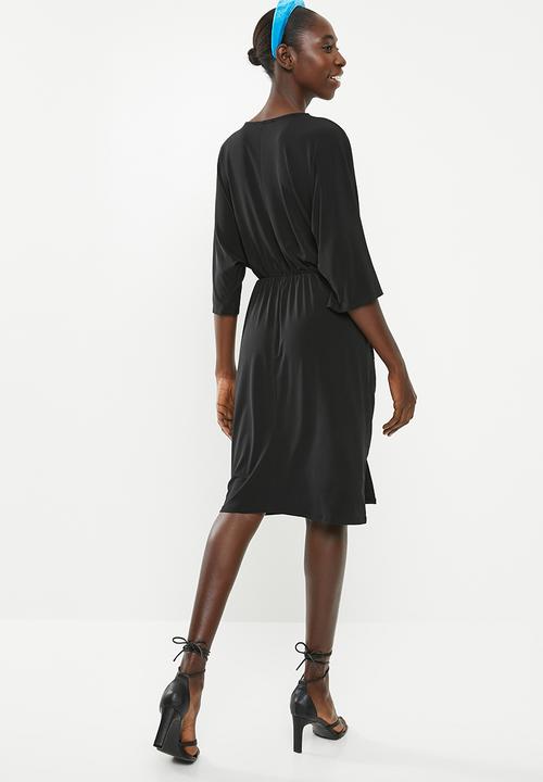 Superbalist - Kimono front knot dress - black