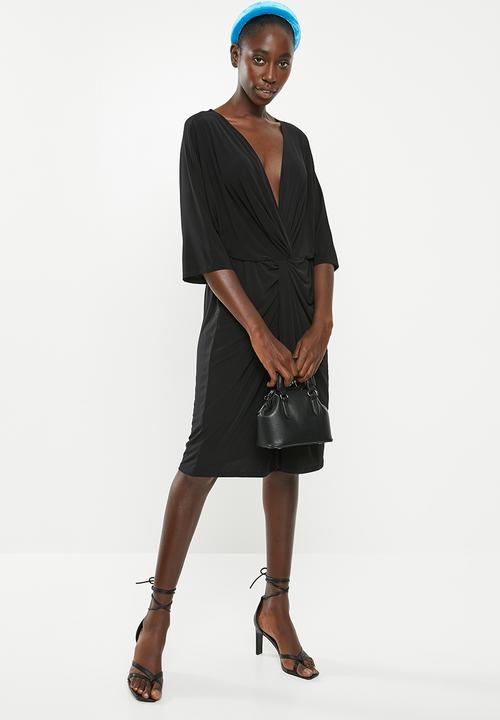 Superbalist - Kimono front knot dress - black