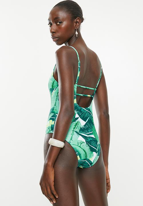 Bacon Bikinis - Simba one piece - green & white 
