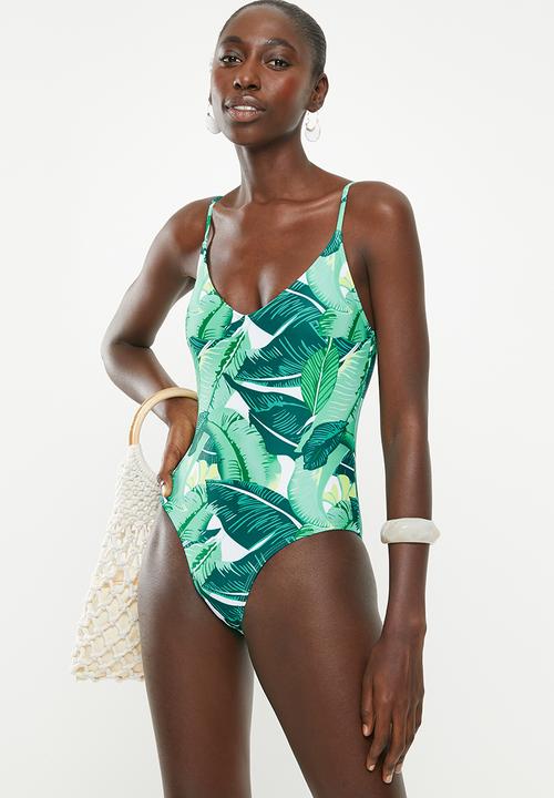 Bacon Bikinis - Simba one piece - green & white 