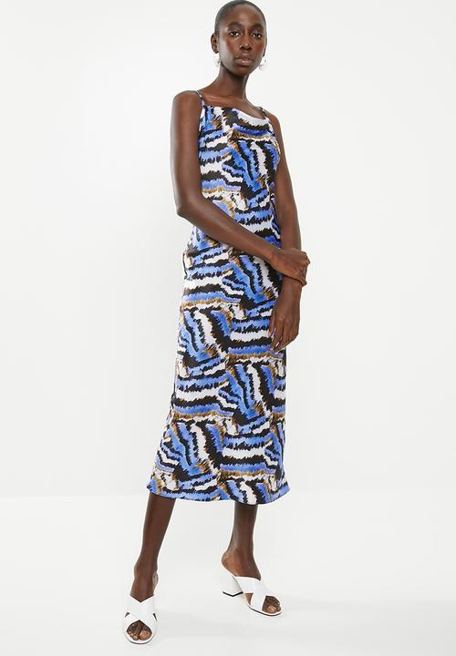 Superbalist - Satin midi dress with cowl neck - multi