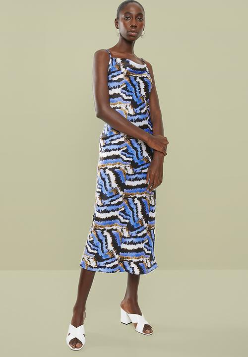 Superbalist - Satin midi dress with cowl neck - multi