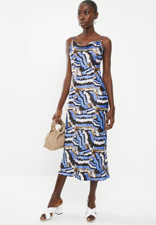 Superbalist - Satin midi dress with cowl neck - multi