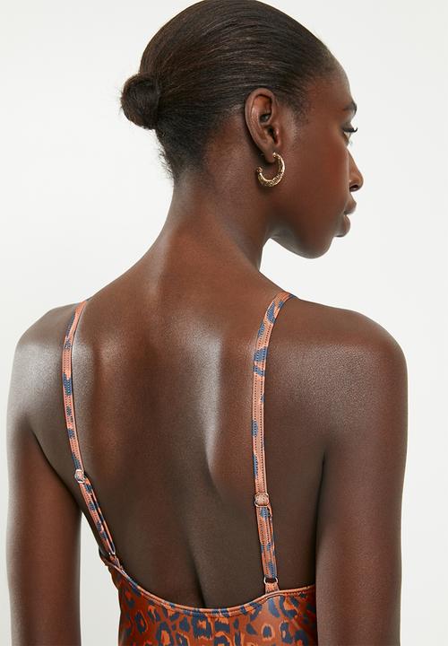 Superbalist - Deep V-neck one piece - bronze & black
