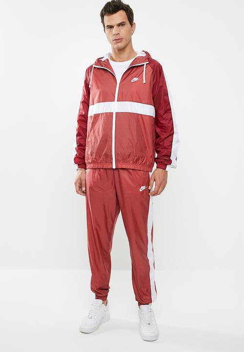 nike red and white tracksuit