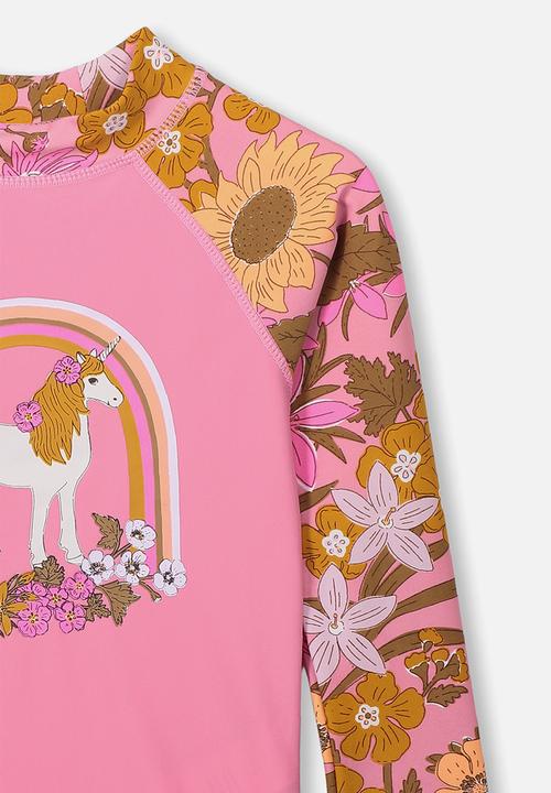Cotton On - Hamilton long sleeve rash vest - pink