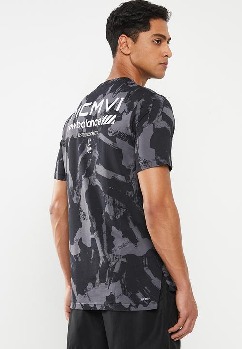 New Balance  - Mens short sleeve heather print tee - black