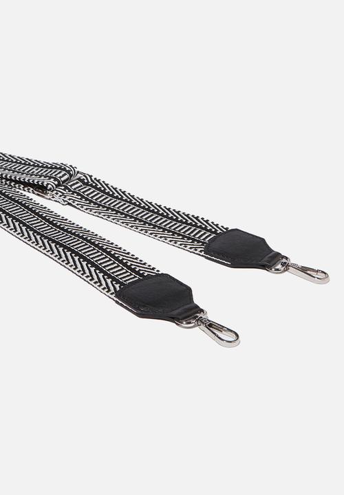 Cotton On - Webbing tape long bag strap - black & white