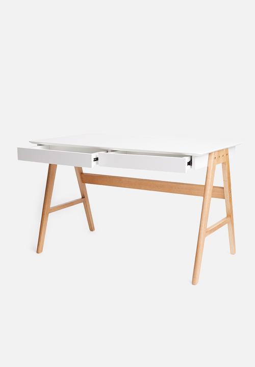 Basics - Hanson desk – white/oak