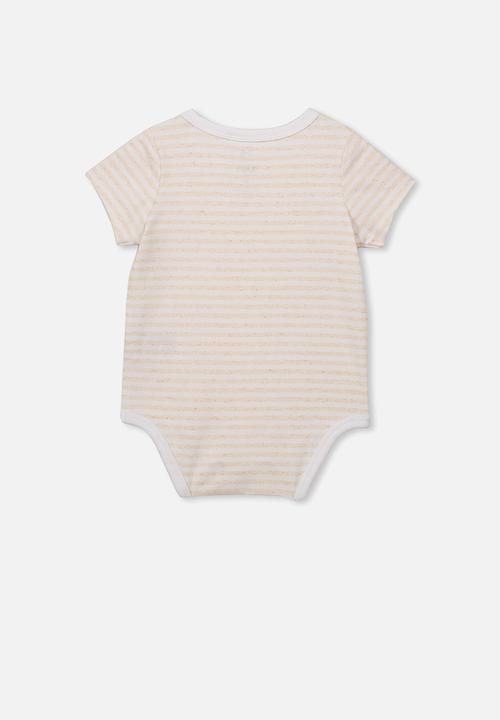 Cotton On - The short sleeve bubbysuit - cream & peach 