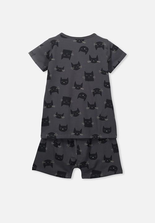 Cotton On - Harpa short sleeve pj set - black