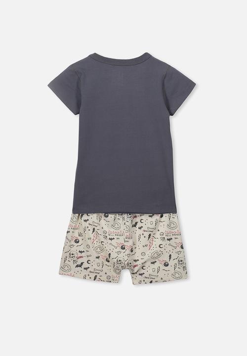 Cotton On - Hudson short sleeve pj set - navy & neutral