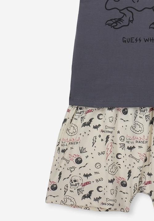 Cotton On - Hudson short sleeve pj set - navy & neutral