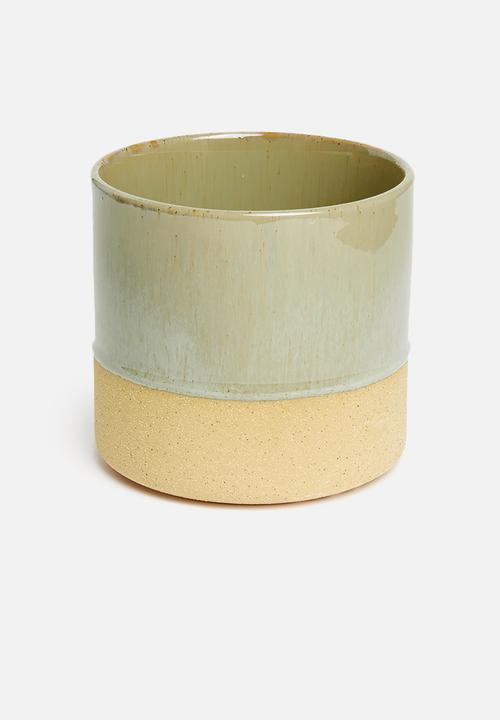 Sixth Floor - Reactive glaze planter - green