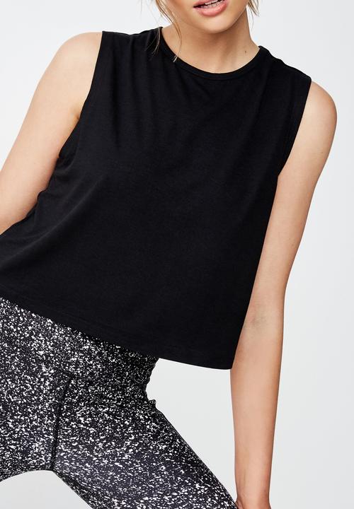 Cotton On - Cropped active muscle tank  - black