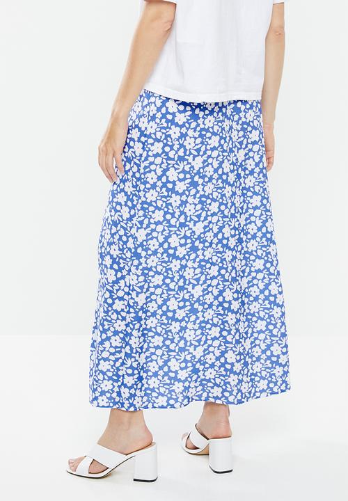 Superbalist - Maxi slip skirt with slit detail -  blue & white
