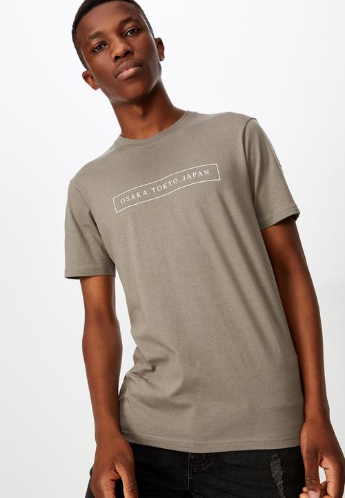 Cotton On - Tbar text T-shirt - slate stone
