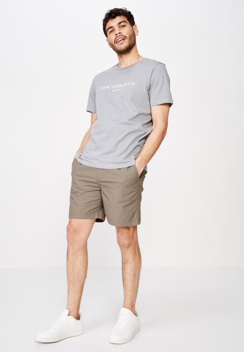 Cotton On - Tbar text T-shirt - grey