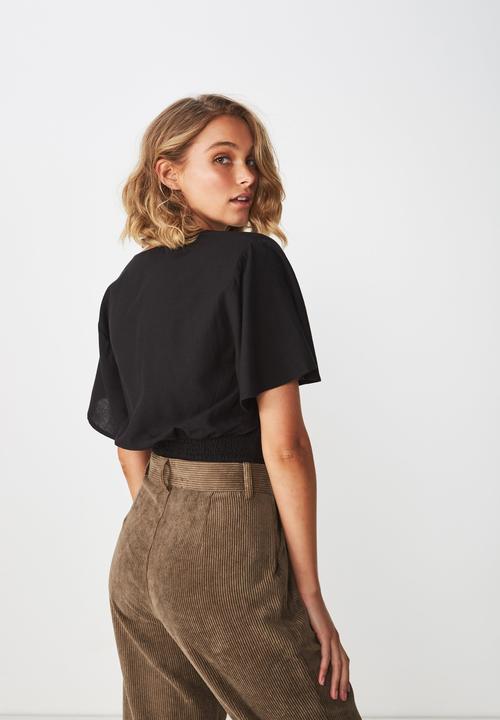Cotton On - Carmel wrap top  - black