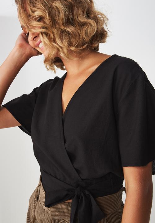 Cotton On - Carmel wrap top  - black