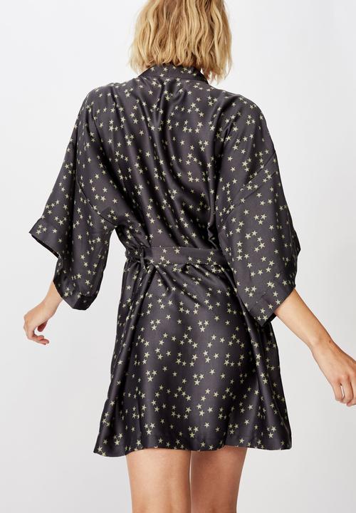 Cotton On - Satin kimono gown - black