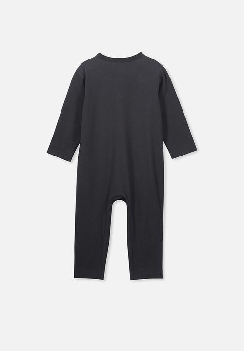 Cotton On - The long sleeve snap romper - black & white