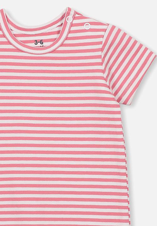 Cotton On - The short sleeve romper - pink & white