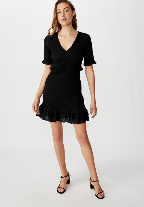 Cotton On - Woven Stella shirred mini dress - black
