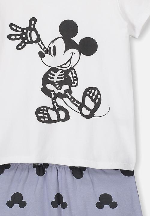 Cotton On - Hudson short sleeve pj set - white & grey