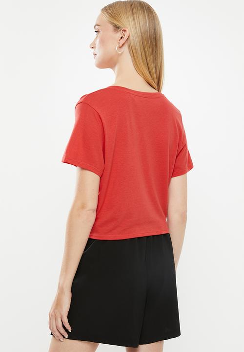 GUESS - Guess classic logo crop tee - red