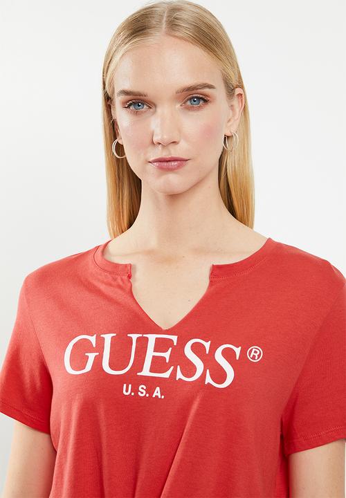 GUESS - Guess classic logo crop tee - red