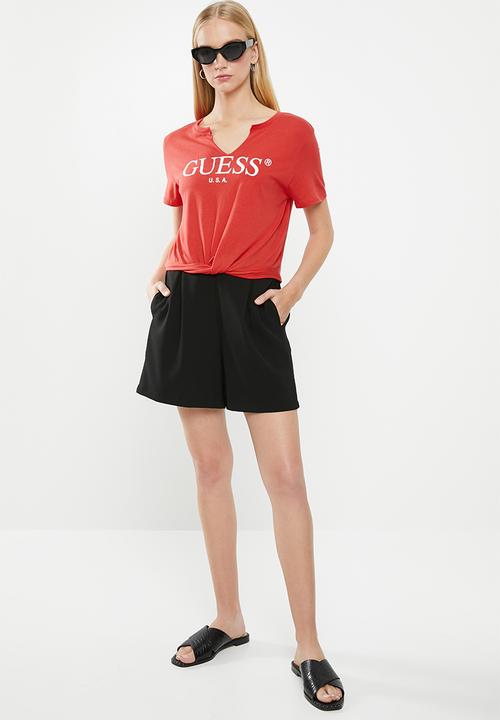GUESS - Guess classic logo crop tee - red