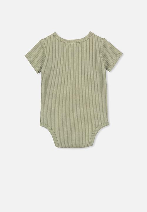 Cotton On - The short sleeve button bubbysuit - green