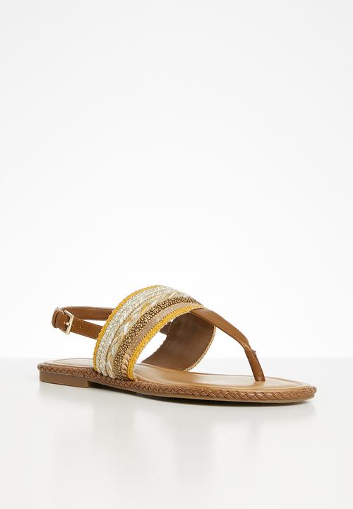 cognac flip flops