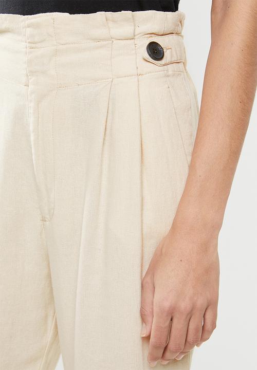 Jacqueline de Yong - Amber high paperwaist linen pants - beige