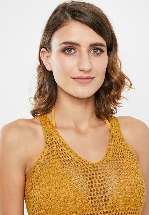 Jacqueline de Yong - Hubba short sleeve top knit - yellow