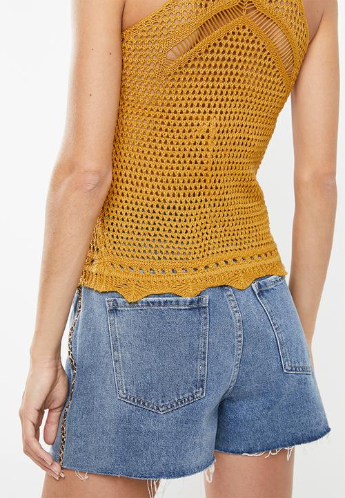 Jacqueline de Yong - Hubba short sleeve top knit - yellow