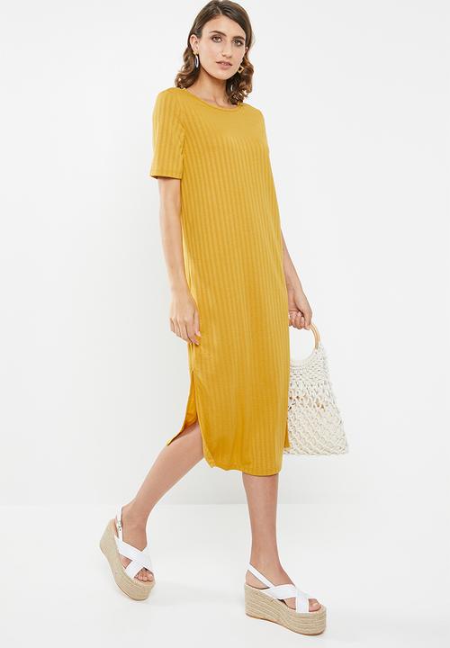 Jacqueline de Yong - Rosie short sleeve dress - yellow